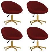 Cadeiras de jantar 4 pcs veludo vermelho tinto