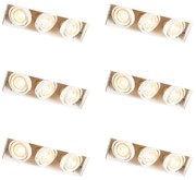Conjunto de 6 focos embutidos brancos ajustáveis sem moldura 3 luzes - Oneon