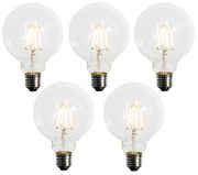 Conjunto de 5 Lâmpada LED regulável E27 G95 5W 450lm 2200K