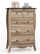 Cômoda estilo fazenda com 5 gavetas dobráveis ​​de tecido e kit antitombamento - cinza