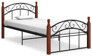 Estrutura de cama 90x200 cm metal/madeira carvalho maciça preto