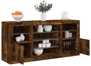 vidaXL Aparador com luzes LED 142,5x37x67 cm carvalho fumado