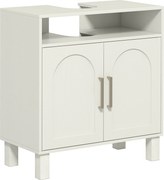 HOMCOM Móvel debaixo de Lavatório com Prateleira Ajustável para Lavatórios sem Pé 60x30x63 cm Branco Creme | Aosom Portugal