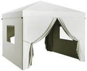 Outsunny Tenda Dobrável 3x3 m Tenda de Jardim Anti-UV com 4 Paredes Laterais e Bolsa de Transporte Branco | AOSOM Portugal