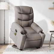 vidaXL Poltrona elevatória de massagens tecido cinzento-acastanhado