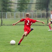 Rede de futebol para treino com Saco de transporte 6 estacas de solo Instalação fácil para jardim 372,5x182,5cm Preta