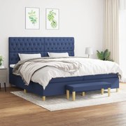 vidaXL Cama com molas/colchão 200x200 cm tecido azul
