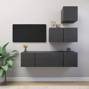 vidaXL 4 pcs conjunto de móveis de TV contraplacado cinzento