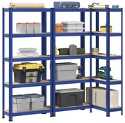 vidaXL Prateleiras de armazenamento de 5 camadas 3 pcs aço azul