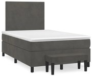 vidaXL Cama boxspring com colchão 120x190 cm veludo cinzento-escuro