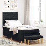 Cama com Estrado e Banco Preto 90x200 cm Tecido