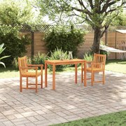 vidaXL Conjunto de Jantar para Jardim 3 pcs Castanho