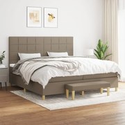 vidaXL Cama com molas/colchão 200x200 cm tecido castanho-acinzentado