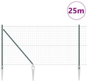 Cerca Euro com 13 Postes de Ponta 1x25 m Aço Galvanizado Verde