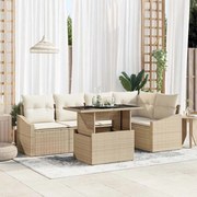 vidaXL Conjunto de Sofá de Jardim 6 Peças com Almofadas Beje em Rattan