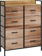 HOMCOM Cômoda 8 Gavetas em Tecido Removível com Tampo e Estrutura em Aço 79x29x101 cm | Aosom Portugal