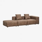 Sofá Modular De Canto Direito De 2 Peças Com Braço Alto E Puff ↔︎285 Cm Bruna Camurça Café Castanho - Sklum