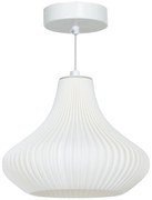 HOMCOM Candeeiro Suspenso Moderno Candeeiro de Teto com Ecrã de Impressão 3D Iluminação para Sala de Jantar Ø22x18 cm Branco | Aosom Portugal