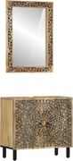 vidaXL 2 pcs conj. móveis p/ casa de banho madeira mangueira maciça