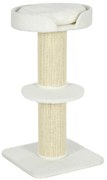 PawHut Arranhador para Gatos Altura 91 cm de 3 Níveis com Ninho Plataforma e Poste de Sisal 45x45x91 cm Creme