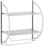 Toalheiro de banheiro de 2 níveis montado na parede com 2 barras de toalha - branco