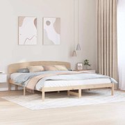 Estrado de Cama com Cabeceira 180x200 cm Madeira Maciça de Pinho