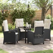 vidaXL Conjunto de Jantar para Jardim com 5 Peças e Almofadas – Preto em Rattan Sintético.