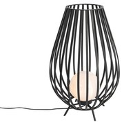 Candeeiro de pé design preto com opalino 70 cm - Angela