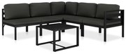 6 pcs conjunto lounge jardim com almofadões alumínio antracite