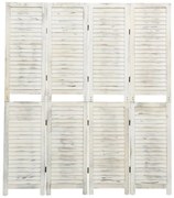 vidaXL Biombo com 4 painéis 140x165 cm madeira branco antigo