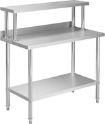 vidaXL Mesa trabalho cozinha c/ prateleira 120x60x120cm aço inoxidável