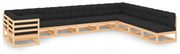 vidaXL 10 pcs conj. lounge jardim c/ almofadões pinho maciço antracite
