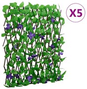 vidaXL Treliça de hera artificial extensível 5 pcs 180x70 cm verde