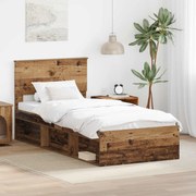 vidaXL Estrutura da Cama com cabeceira Madeira antiga 90 x 200 cm