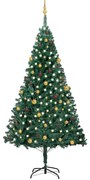 vidaXL Árvore Natal artificial pré-iluminada c/ bolas 240 cm verde