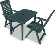 vidaXL Conjunto bistrô 3 pcs plástico verde