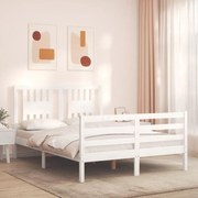 vidaXL Estrutura de cama com cabeceira 140x190cm madeira maciça branco