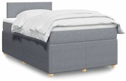 vidaXL Cama boxspring com colchão 120x190 cm tecido cinzento-claro