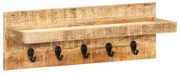 vidaXL Cabide de parede 60x15x20 cm madeira de mangueira áspera maciça