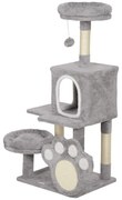 PawHut Arranhador para Gatos Torre para Gatos com Ninho Caverna Plataforma Arranhador Bola Suspensa 48x40x110 cm Cinza Claro | Aosom Portugal