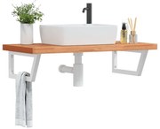 vidaXL Prateleira de parede p/ lavatório aço/madeira de faia maciça