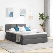 vidaXL Cama com arrumação e LED Cinza Escuro 140 x 200 cm Poliéster