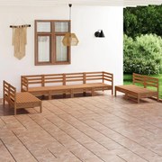 8 pcs conjunto lounge de jardim pinho maciço castanho mel