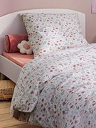 Conjunto capa de edredon + fronha de almofada, com algodão reciclado, Rainbow Flowers branco estampado