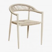 Cadeira De Jardim Empilhável Com Apoios De Braços Em Alumínio E Rattan Sintético Amatria Tapioca Bege - Sklum
