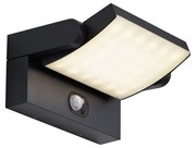 Candeeiro de parede exterior preto com LED IP54 e sensor de movimento solar - Judge Moderno
