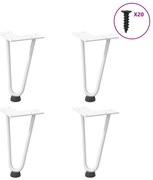 vidaXL Pernas de grampo para mesa de centro 4 peças, branco, 20 cm, aço maciço