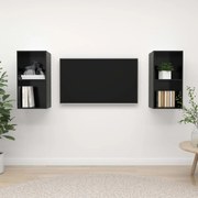 vidaXL Armários de parede p/ TV 2pcs derivados madeira preto brilhante