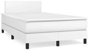 Cama box spring c/colchão/LED 120x190cm couro artificial branco