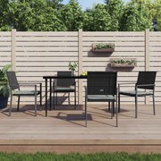 vidaXL Cadeiras jardim c/ almofadões 4 pcs 54x62,5x89 cm vime PE preto